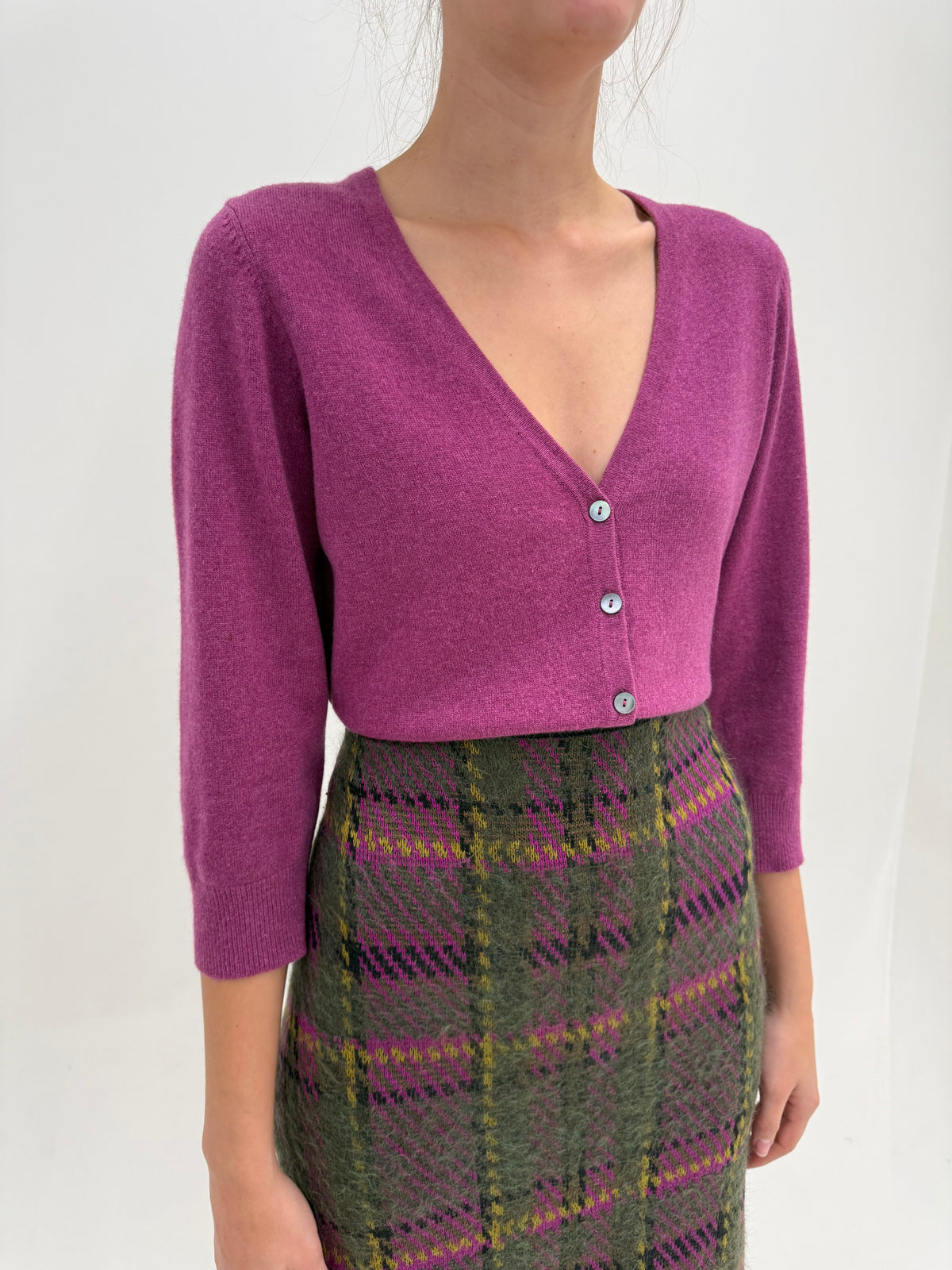 Cardigan din cașmir orchid purple în anchior