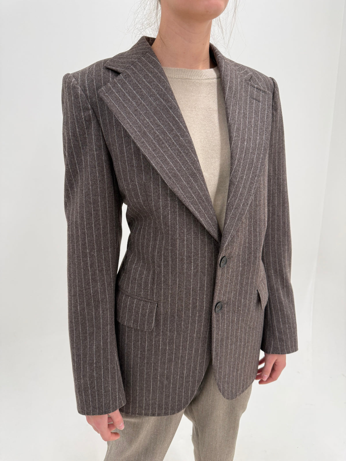 Sacou old vintage anii 70 cu revere super late tall din Heavyweight Wool Flannel
