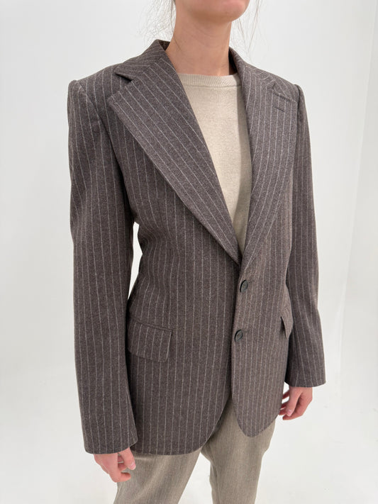 Sacou old vintage anii 70 cu revere super late tall din Heavyweight Wool Flannel