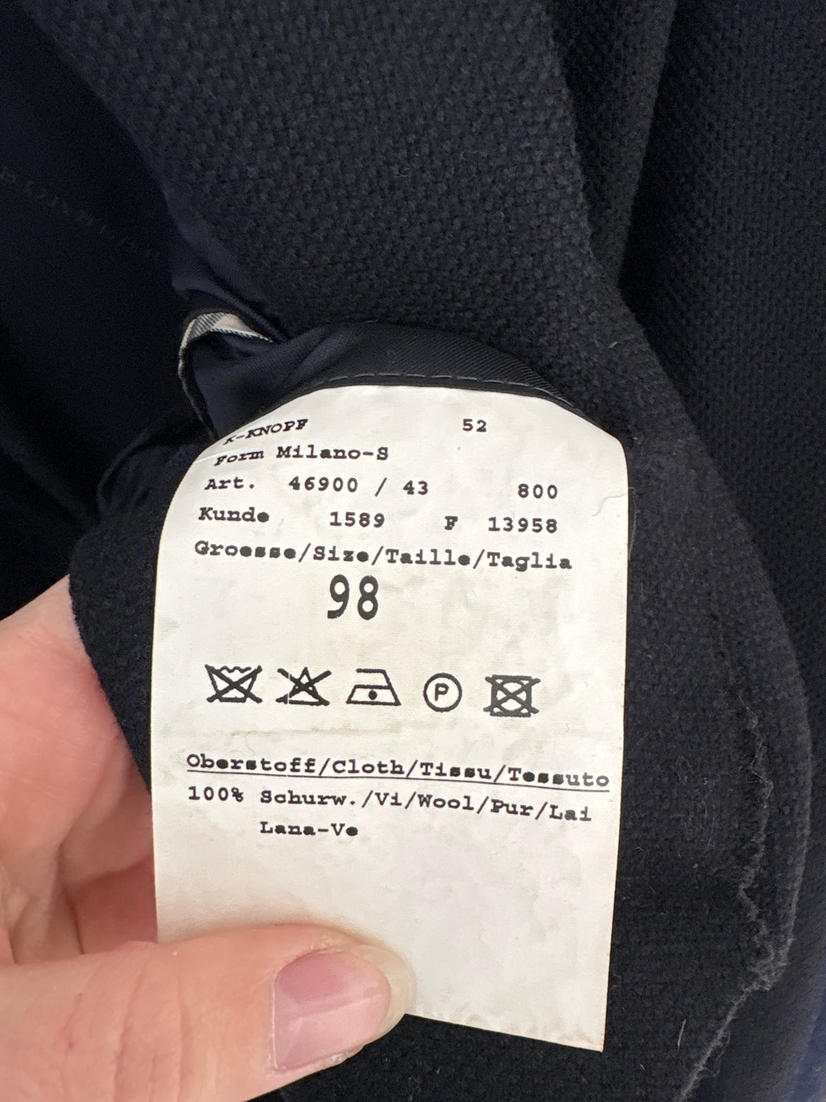Sacou Burberry din lana extrafina groasă texturată Navy blue în croi actual tip palton