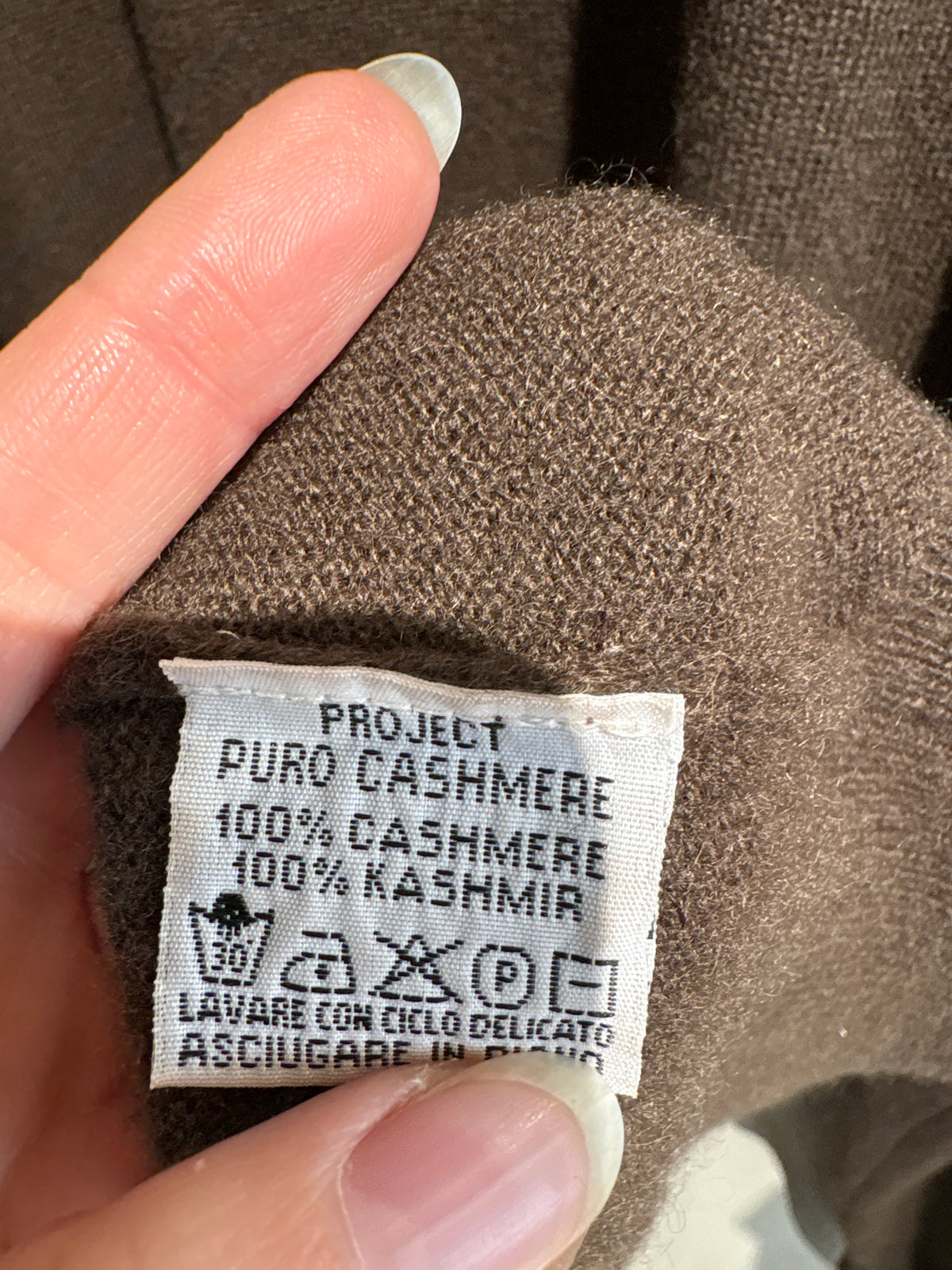 Pulover din cașmir taupe plus size crew neck