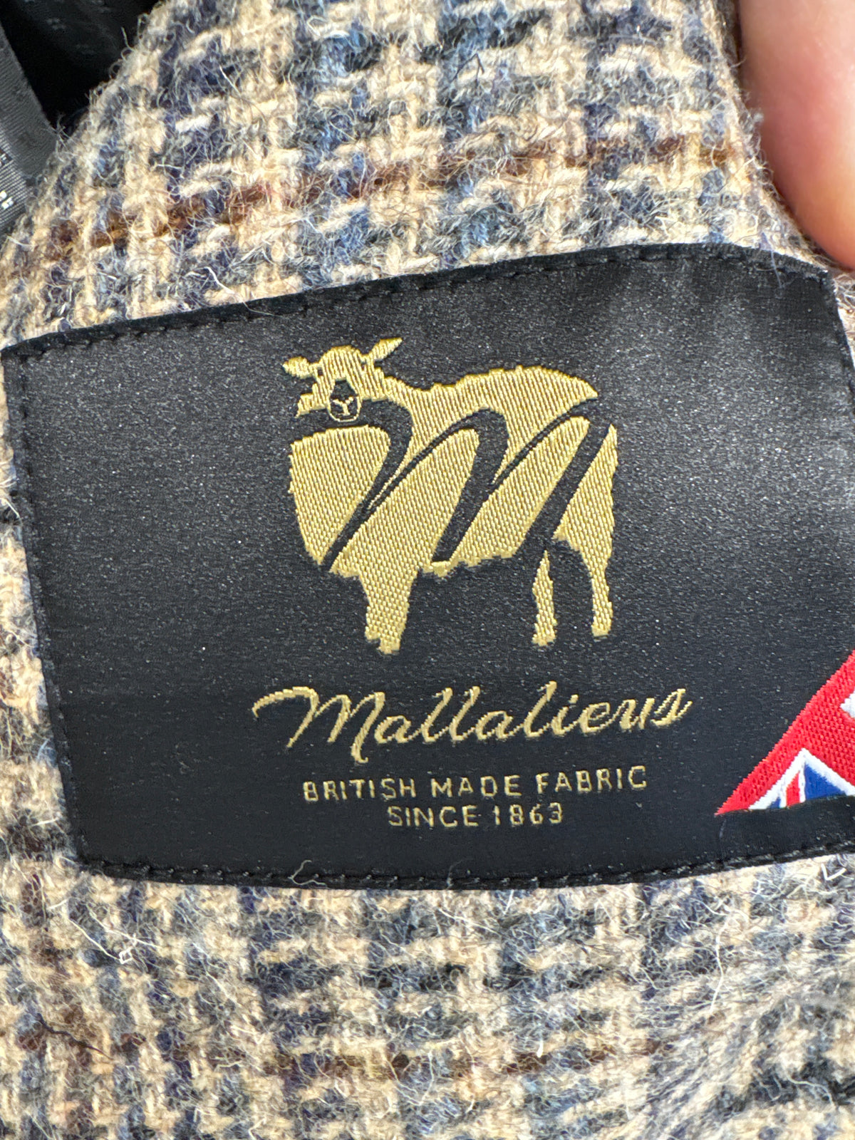 Sacou camel în culori neutre British Heritage din tweed de lana Prince of Wales