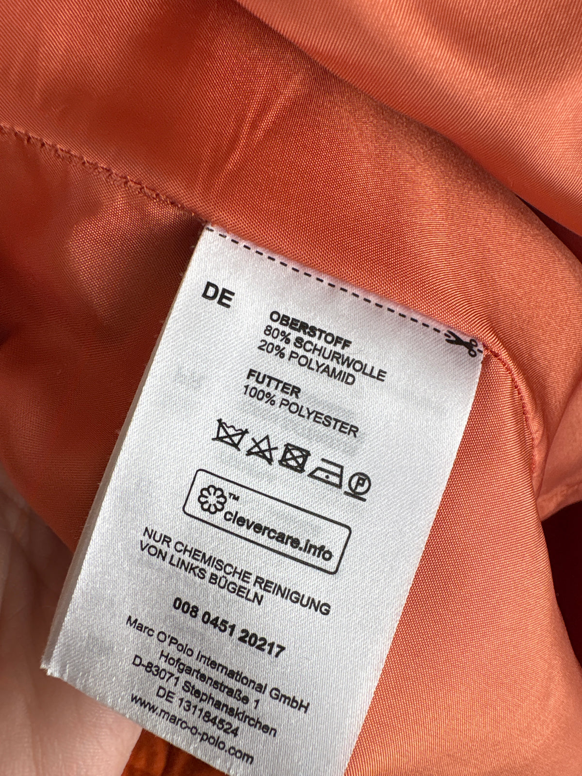 Fustă mini din stofă plină de lana extrafina oranj
