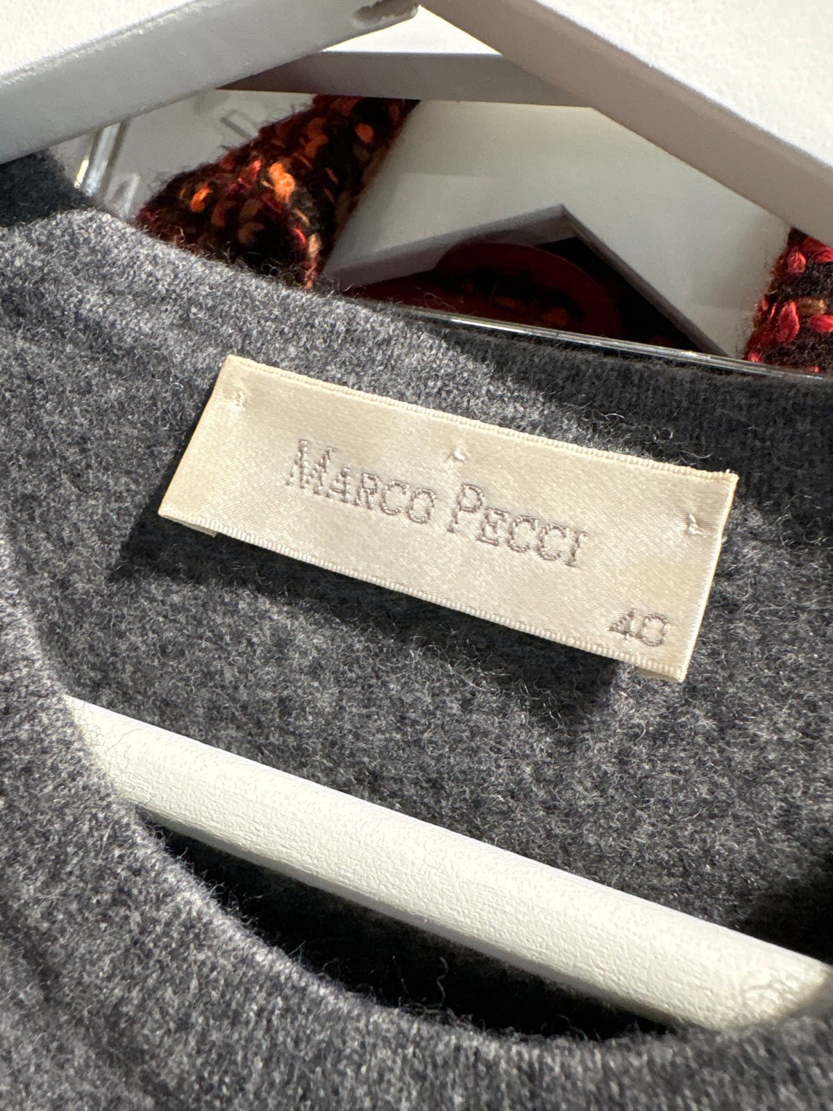 Top gri melanj crew neck din lana extrafina și Angora