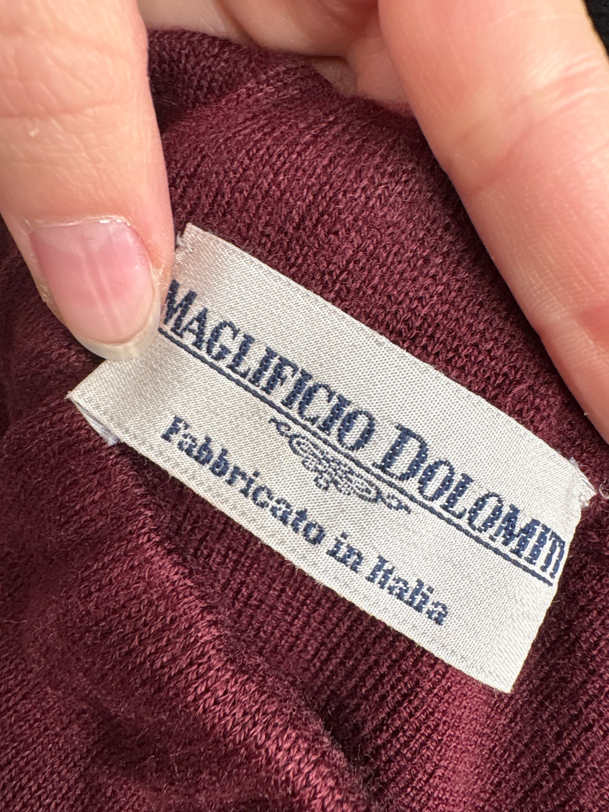 Fustă burgundy italiană din tricot de lana extrafina de gramaj mare