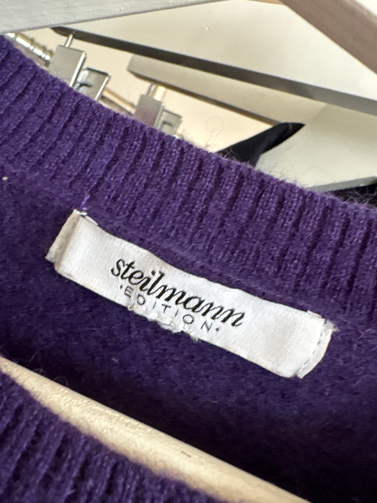 Pulover petite Amethyst purple crew neck din lana groasă cu cașmir