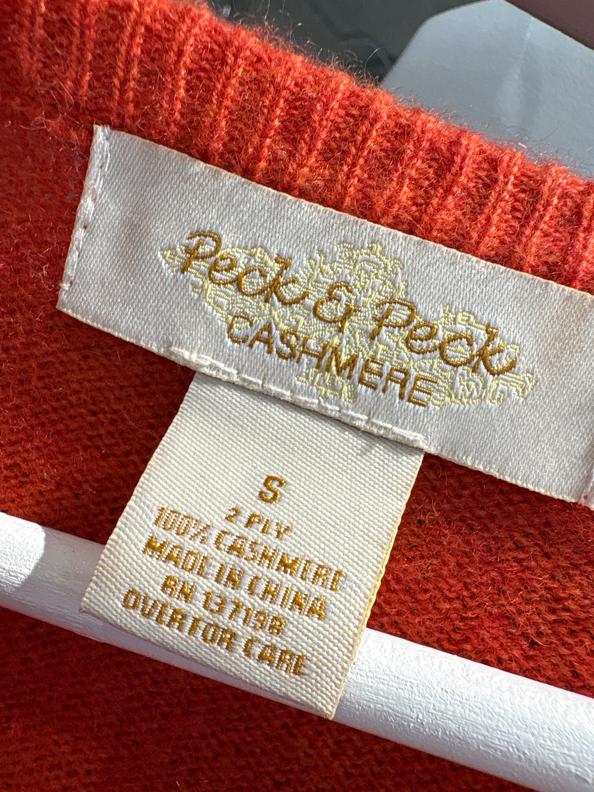 Pulover din cașmir 2 ply oranj în anchior și mânecă 3/4