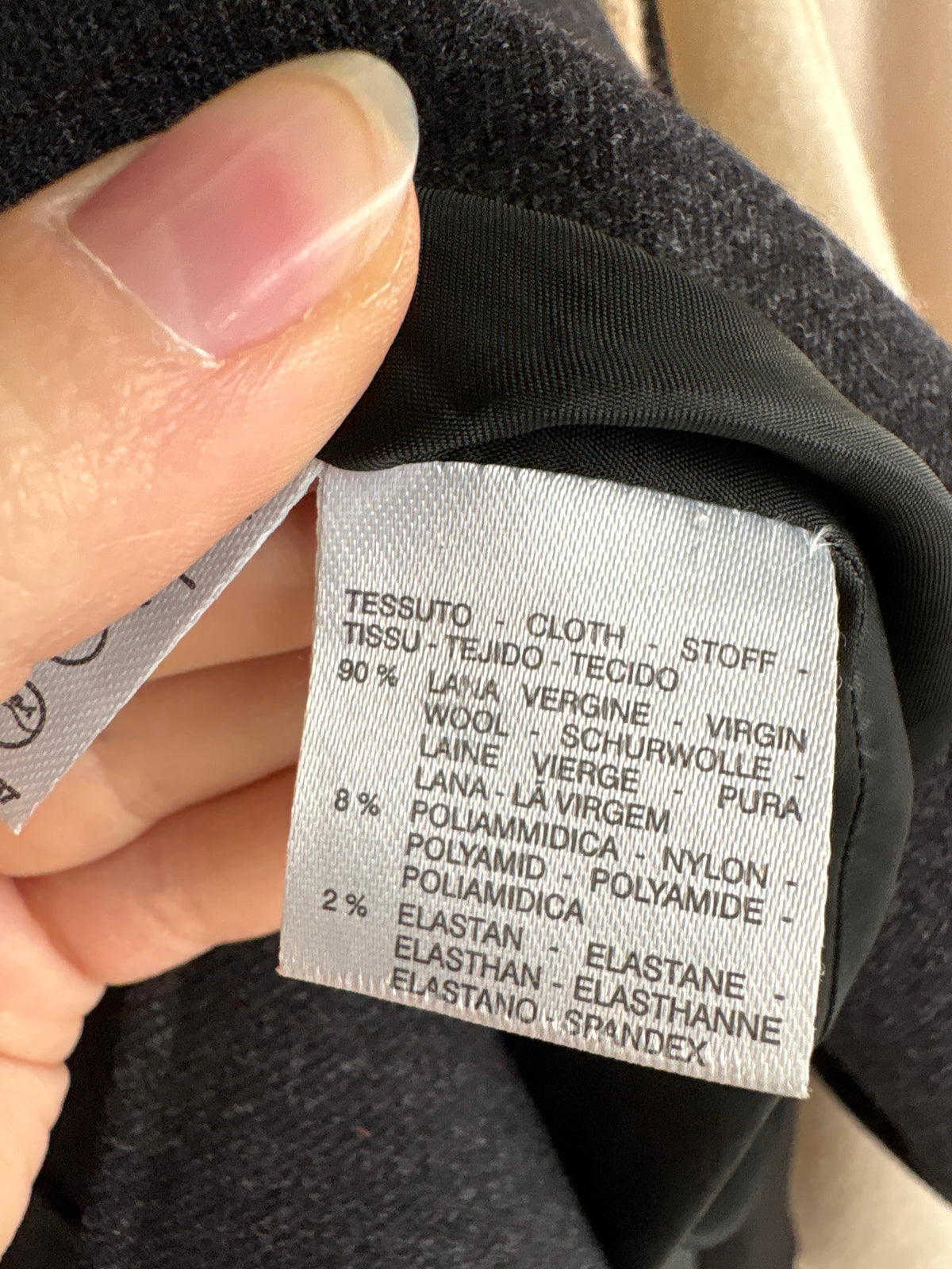 Sacou Max Mara din stofă groasă de lana melanj charcoal gray în croi lung cu buzunare aplicate