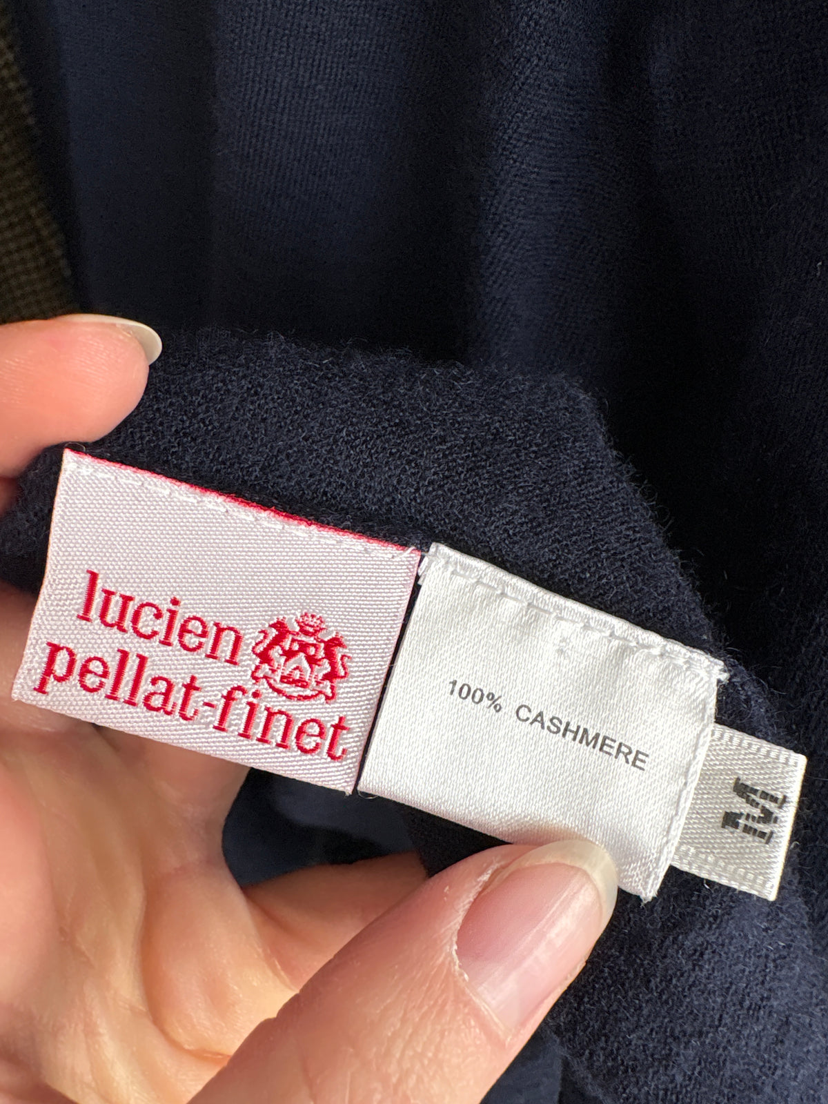 Pulover tall din cașmir Navy blue excepțional crew neck