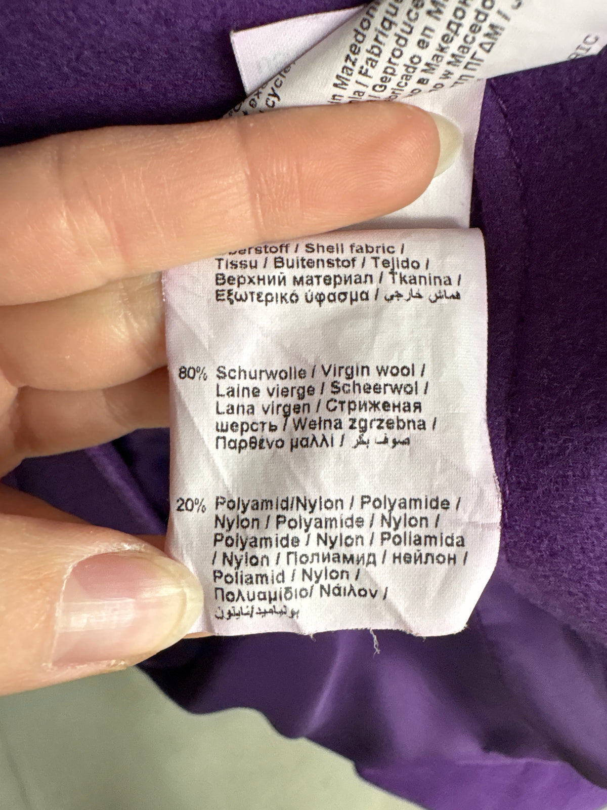 Sacou din lana extrafina Amethyst purple in croi ușor cambrat și buzunare aplicate