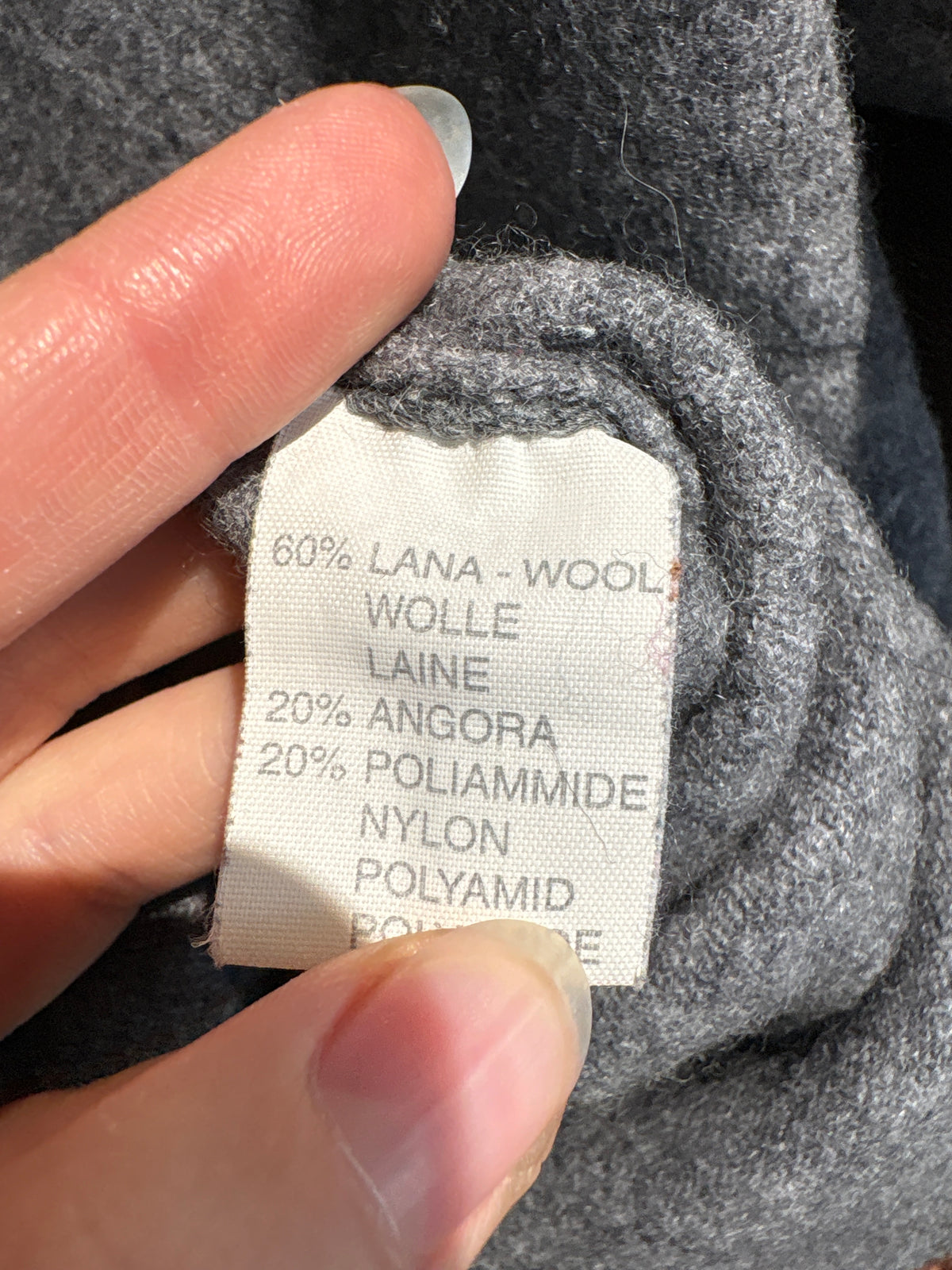 Top gri melanj crew neck din lana extrafina și Angora