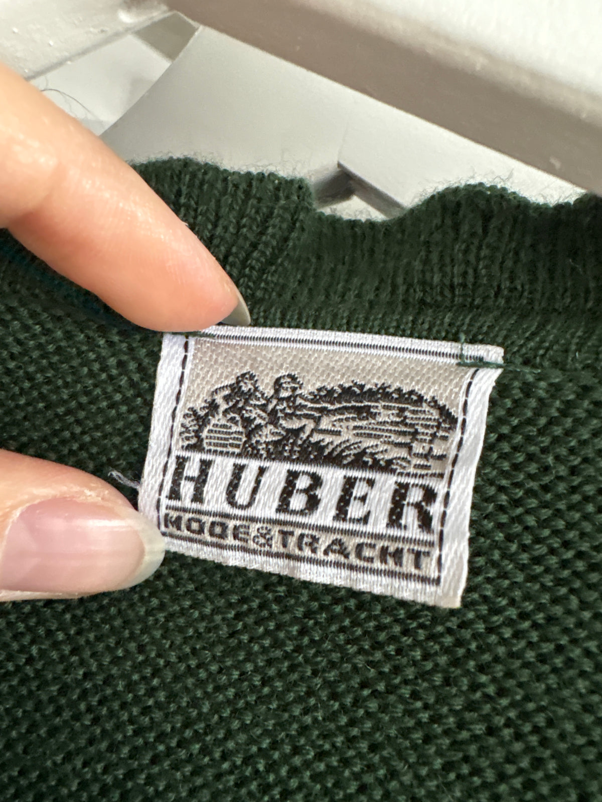 Cardigan vintage din lana extrafina texturată superb în croi cambrat dark green