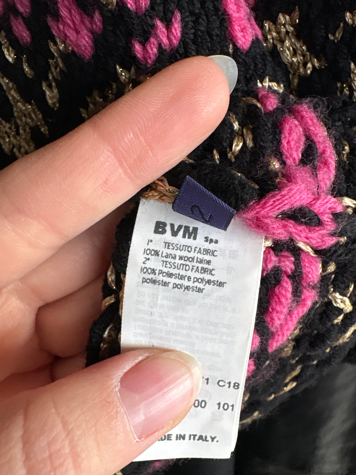 Maleta luxury Les Copains din lana plină extrafina Jacquard knit
