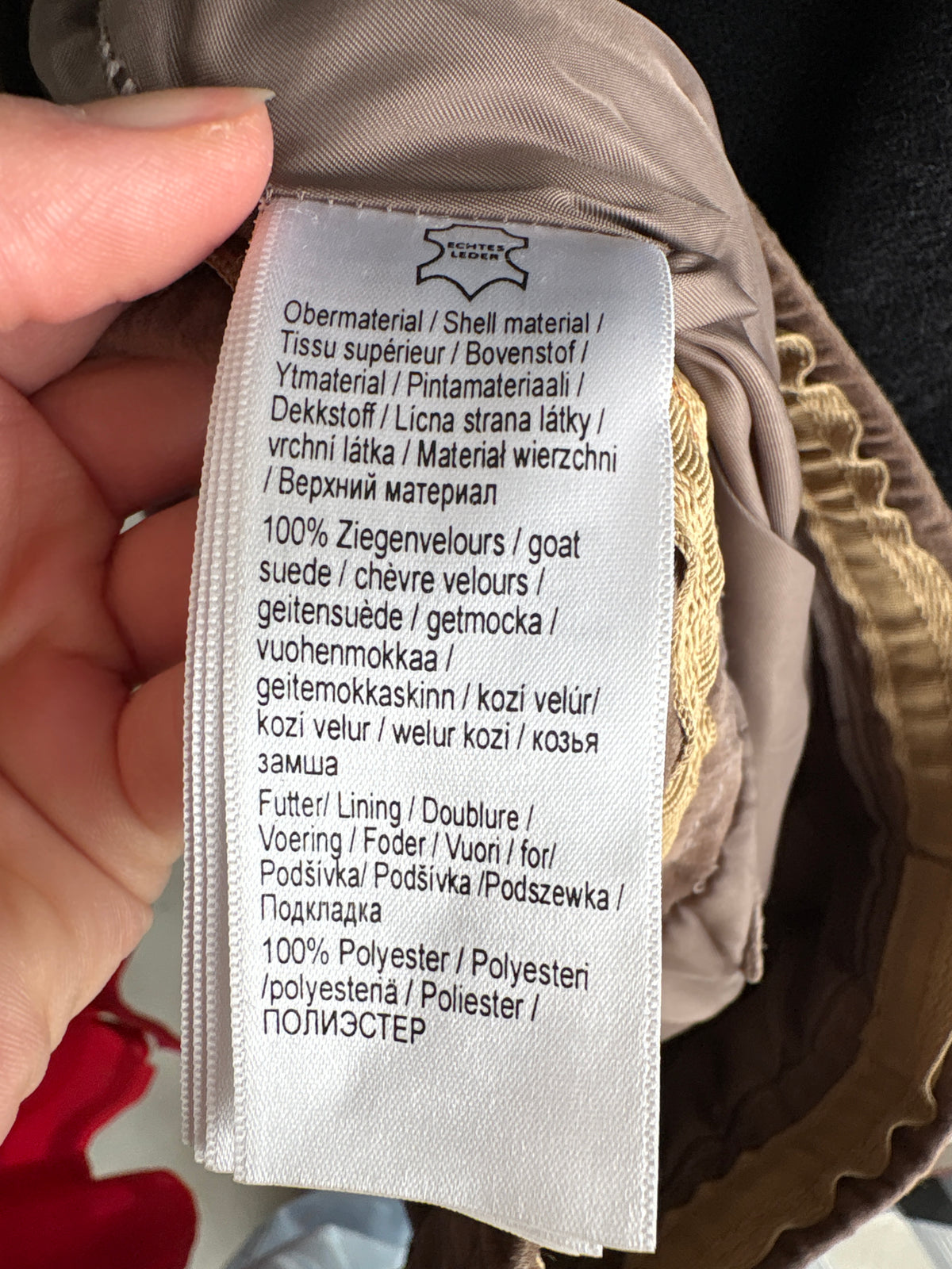 Pantaloni taupe din piele naturală întoarsă extrem de moale cu talie elastică