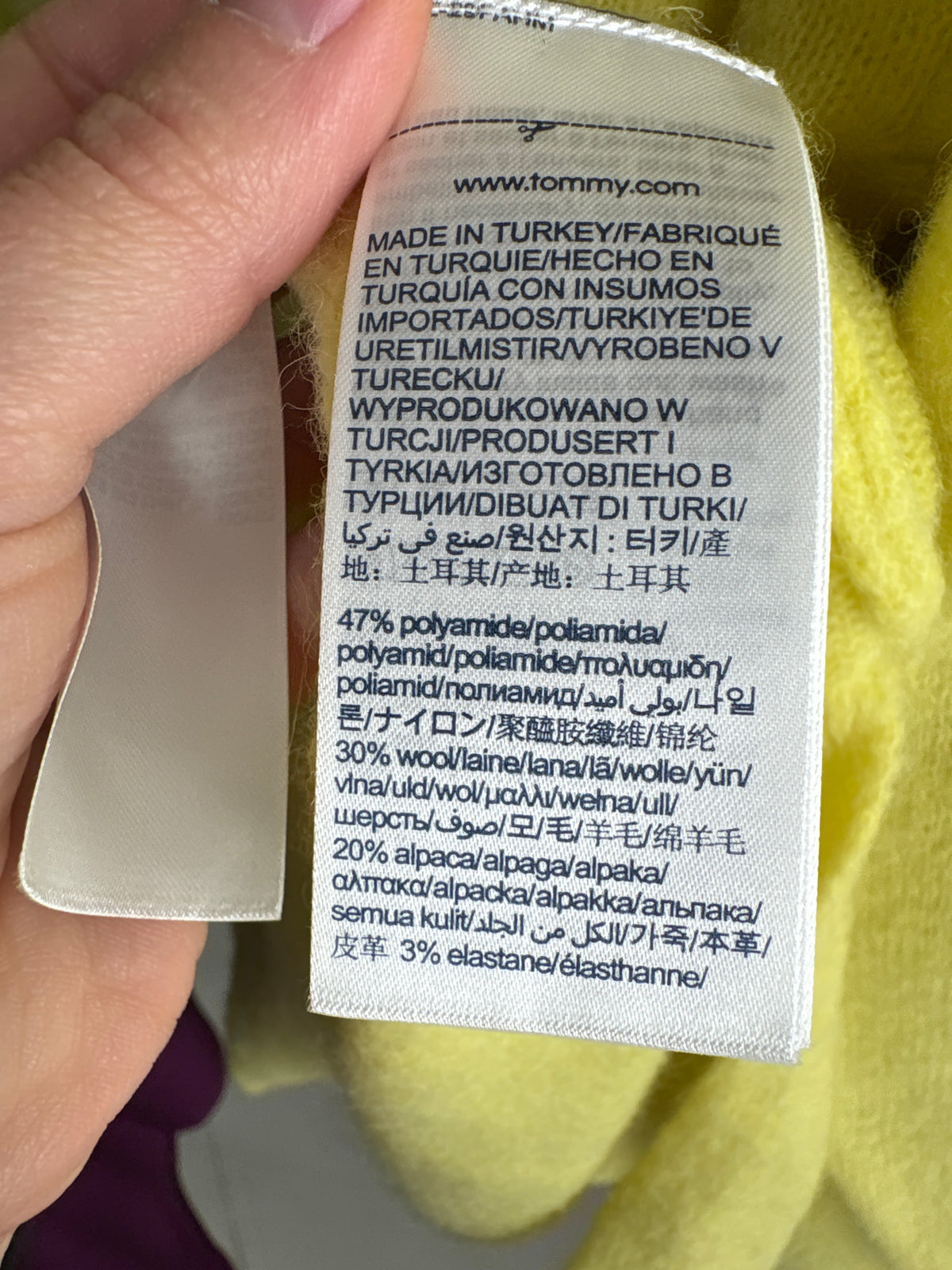 Pulover gros Tommy Hilfiger lime green din lana extrafina cu alpaka în croi oversized