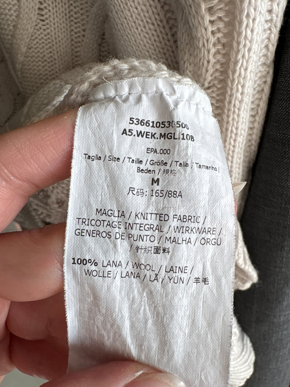 Maleta Max Mara din tricot texturat și gros de lana extrafina light nude
