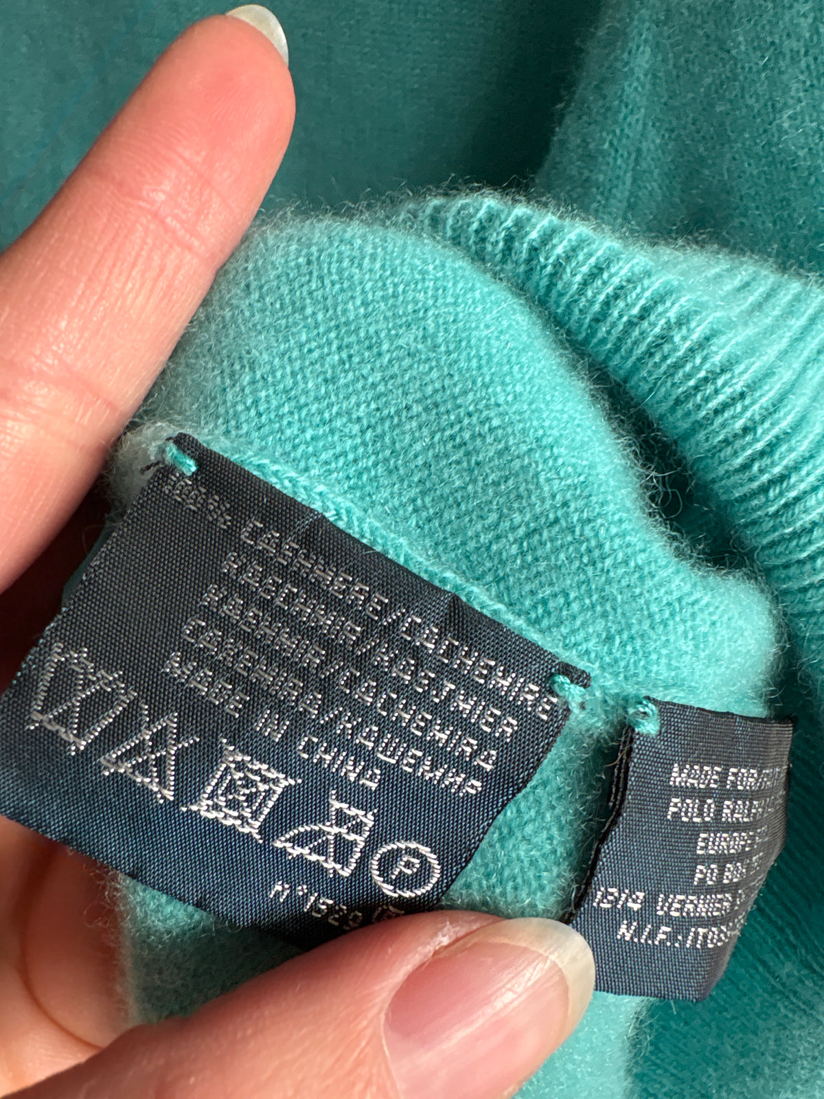 Pulover Polo Ralph Lauren din cașmir gros multiply turcoaz în anchior