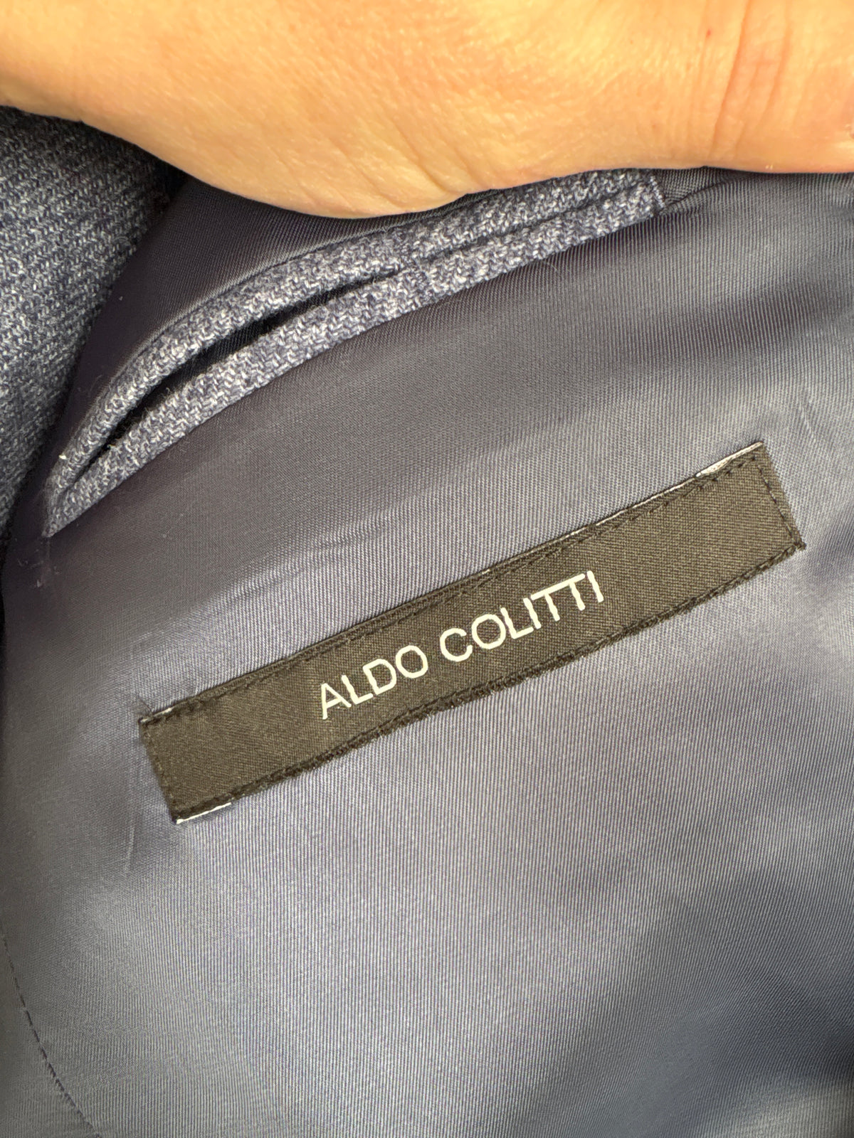 Sacou tall din tweed gros jeans blue de lana ușor structurat în croi actual