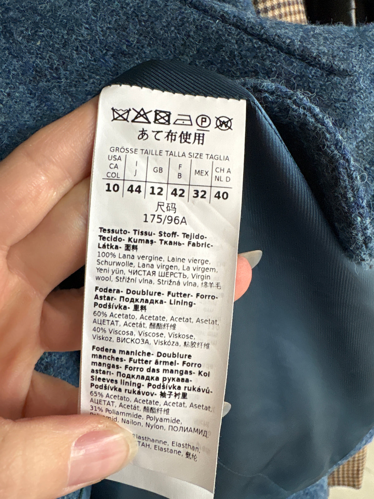 Sacou Max Mara cambrat din molton de lana jeans blue cu buzunare aplicate