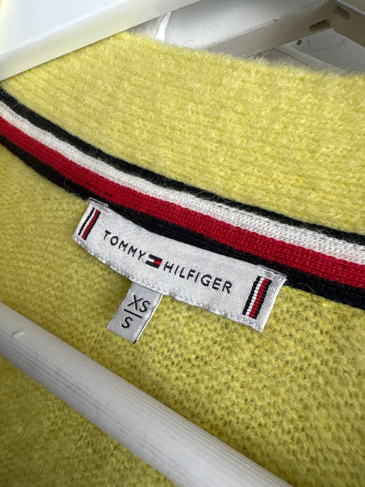 Pulover gros Tommy Hilfiger lime green din lana extrafina cu alpaka în croi oversized