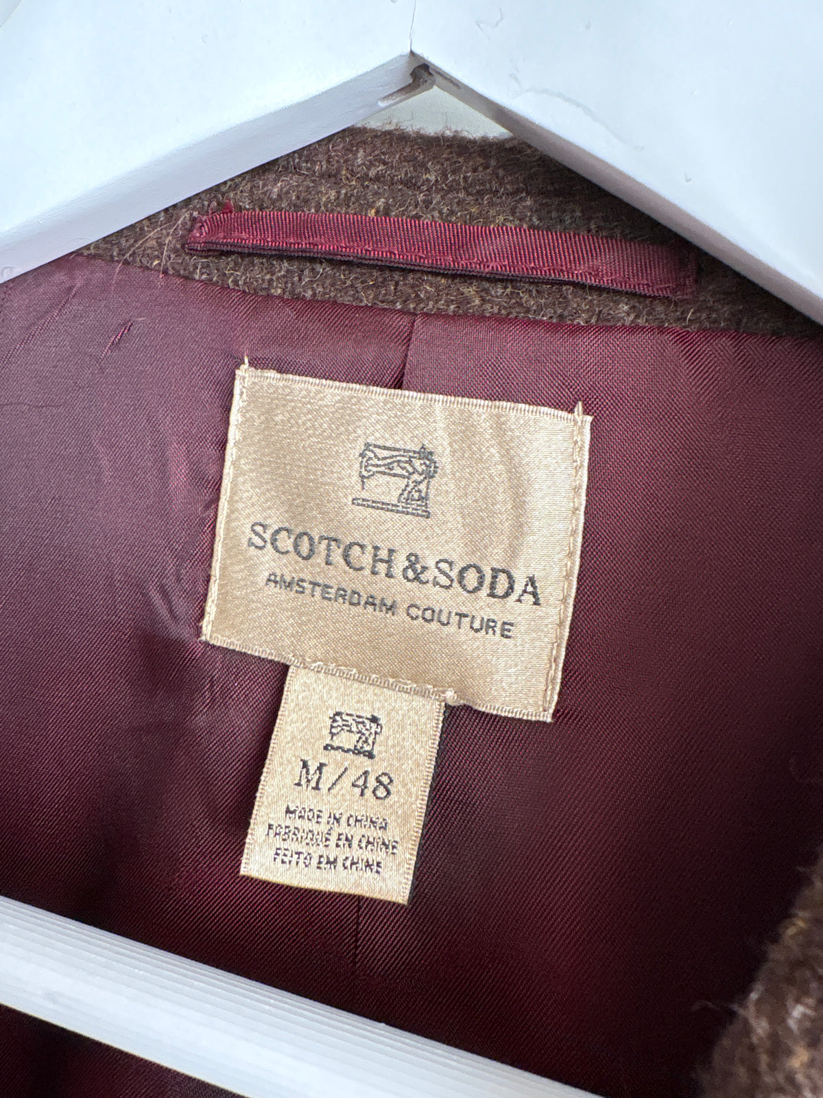 Sacou chocolate brown de brand premium Scotch&Soda din tweed 70% lana