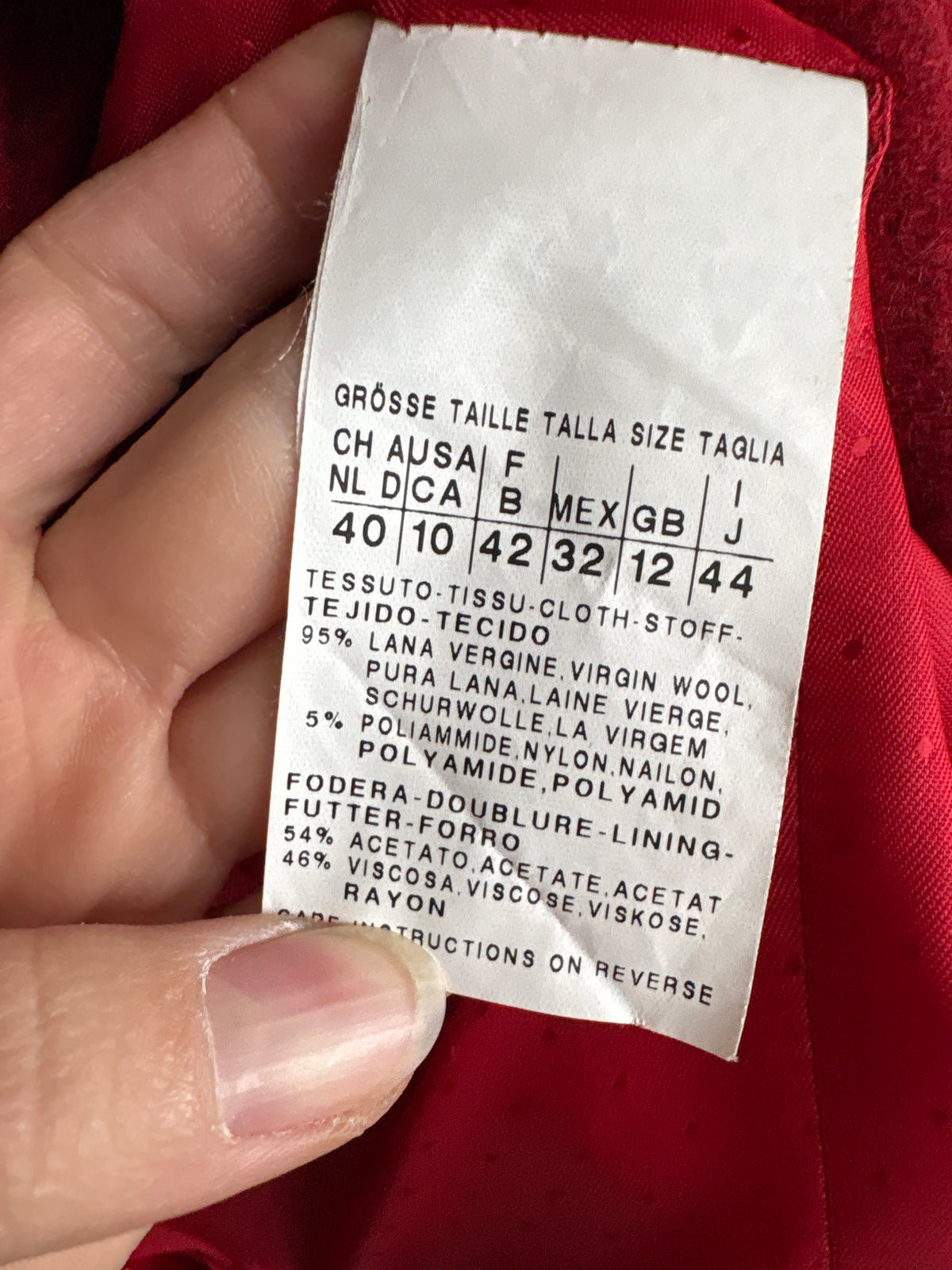 Sacou Max Mara din molton de lana dark cherry red cu buzunare aplicație și croi cambrat