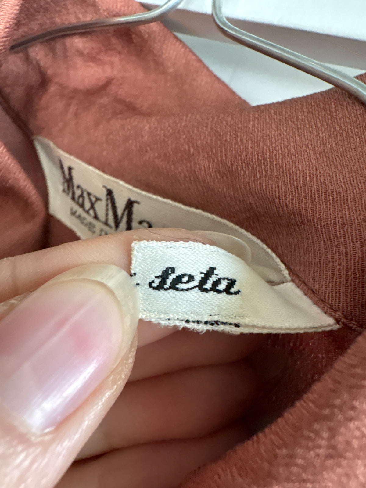 Cămașa Max Mara din twill de mătase naturală chestnut brown