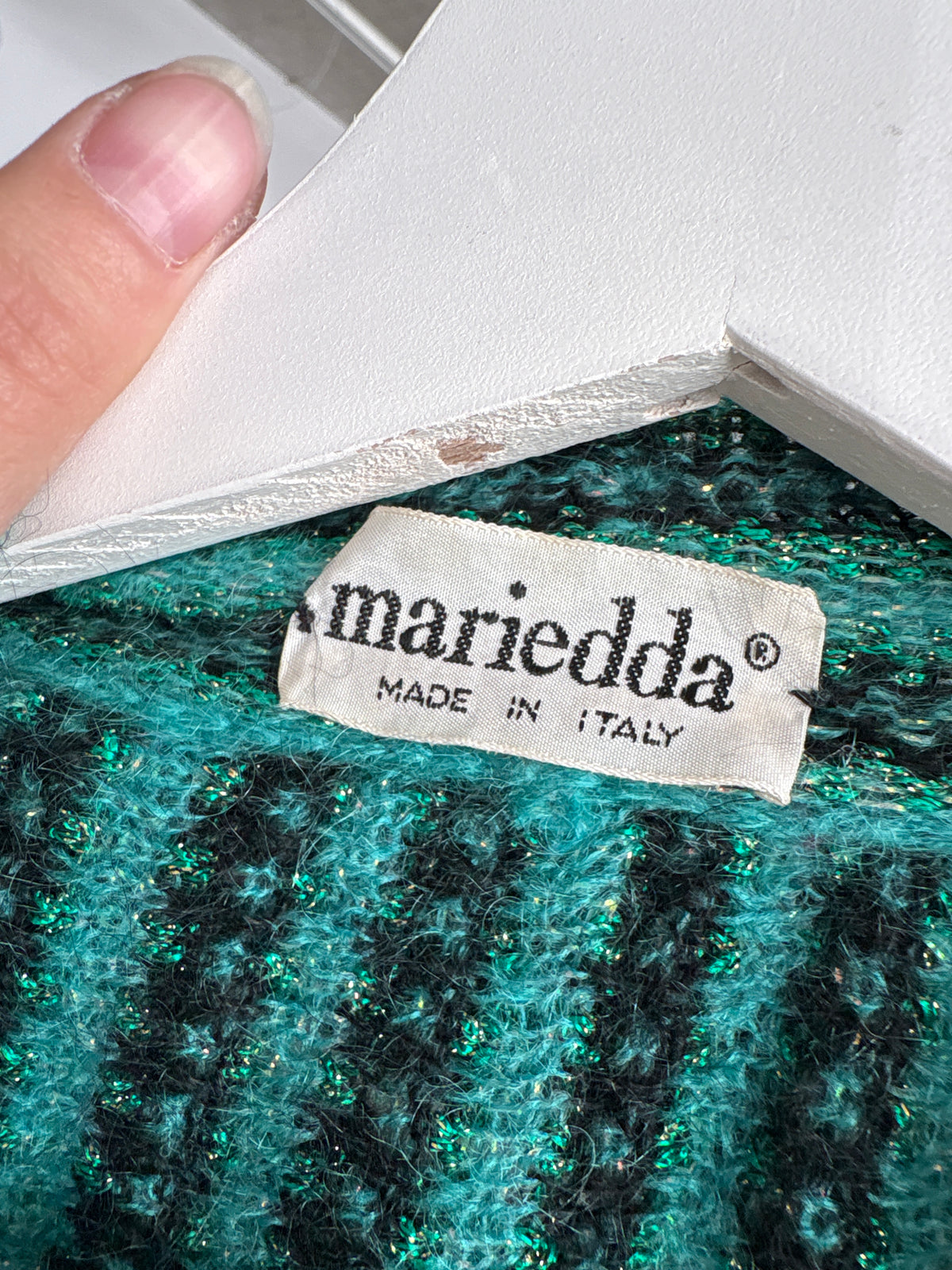 Cardigan excepțional vintage italian în croi retro modern din mohair cu inserții fine de lurex