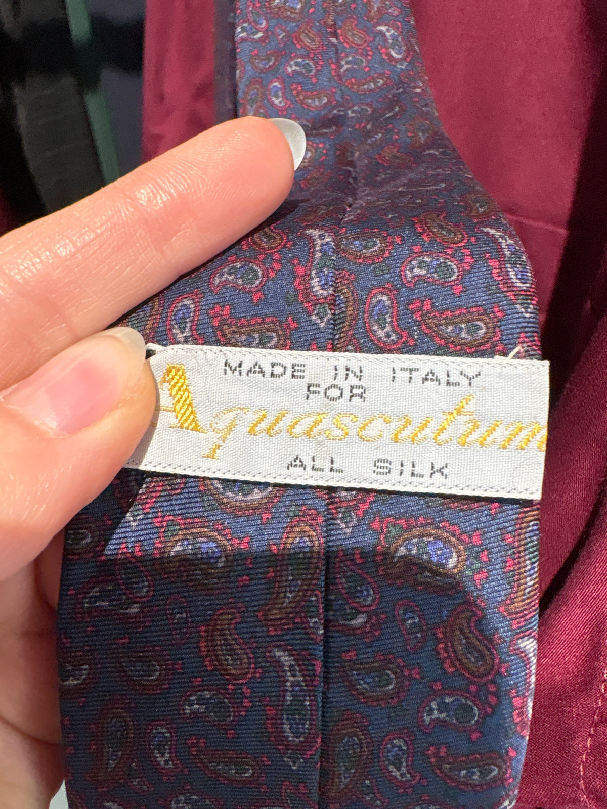 Cravata slim luxury Aquascutum din mătase naturală cu print paisley