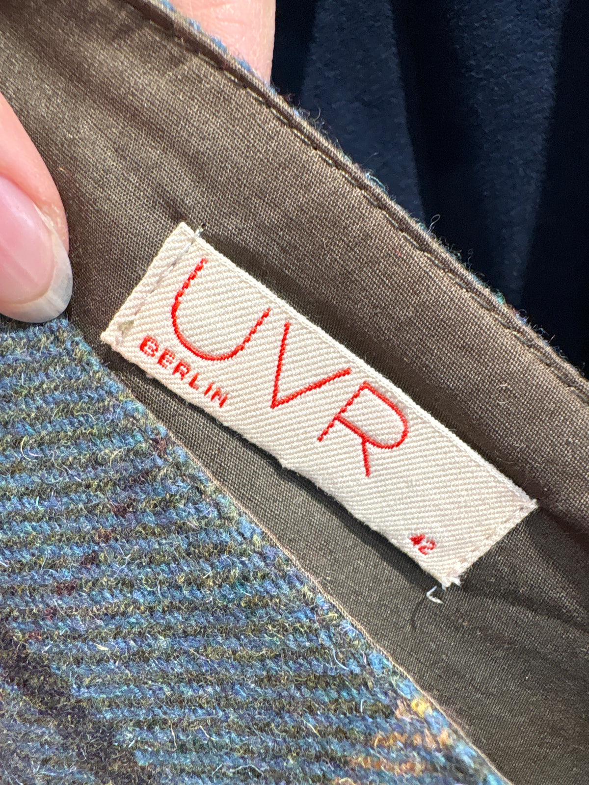 Fustă mini în carouri din tweed gros 80% lana în croi A-line