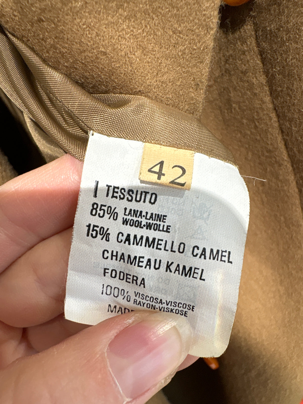 Sacou vintage italian camel din stofă exceptionala de camel hair și lana în stil Max Mara