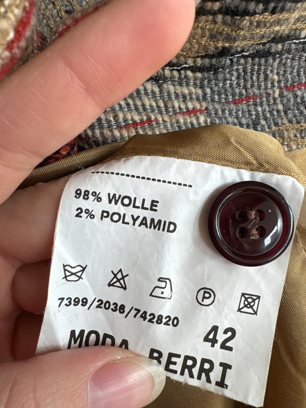 Palton scurt italian camel din tweed excepțional de lana în combinație superbă de culori