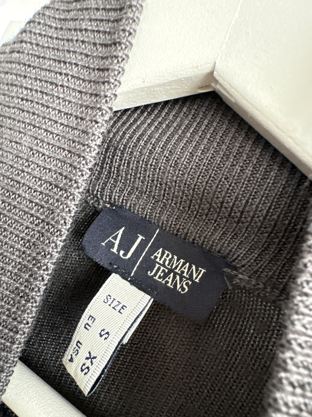 Cardigan / jachetă Armani full zip steel gray din lana extrafina de gramaj mare