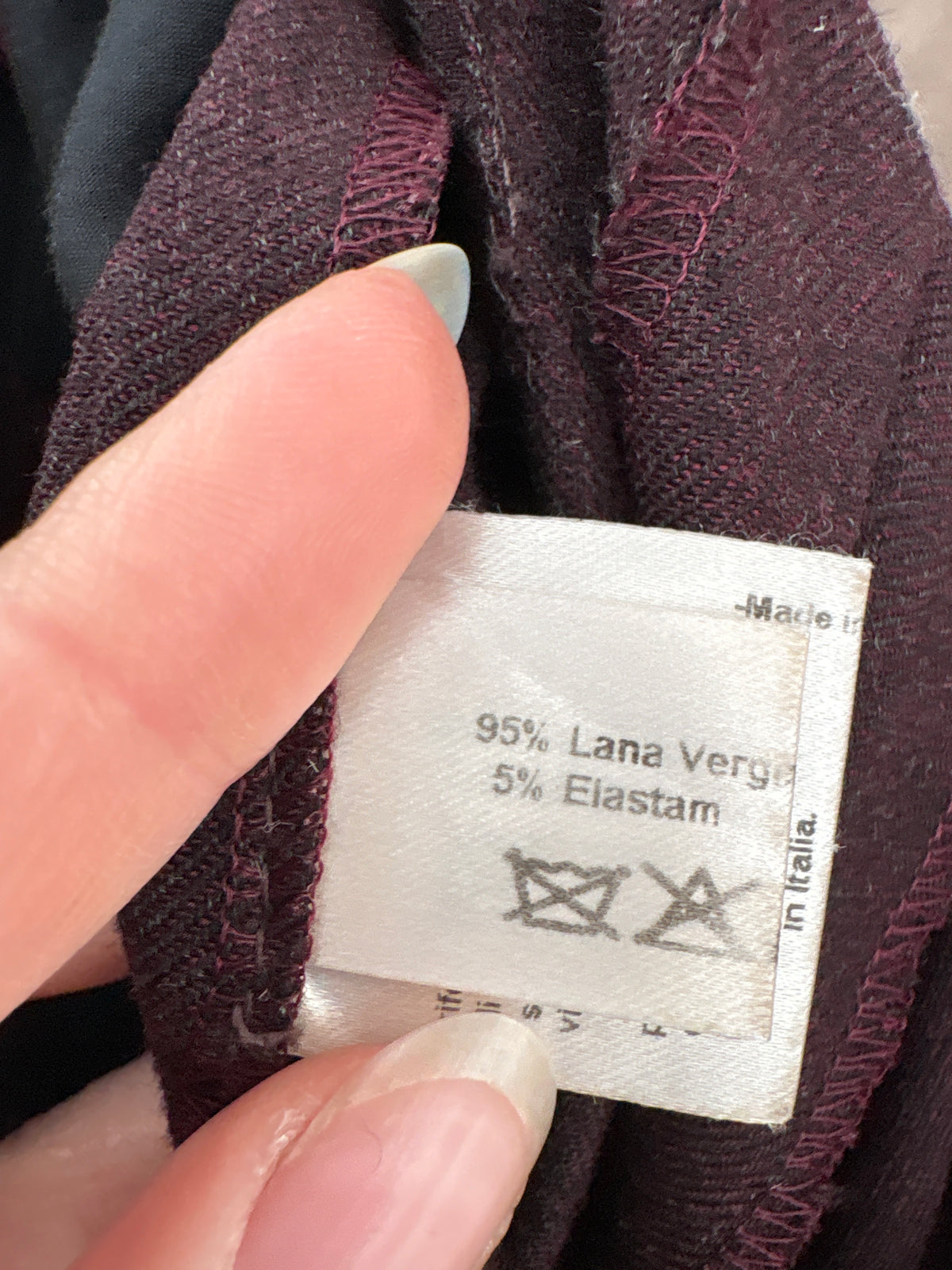 Pantaloni Luisa Spagnoli dark burgundy din lana plină extrafina confort în croi clasic