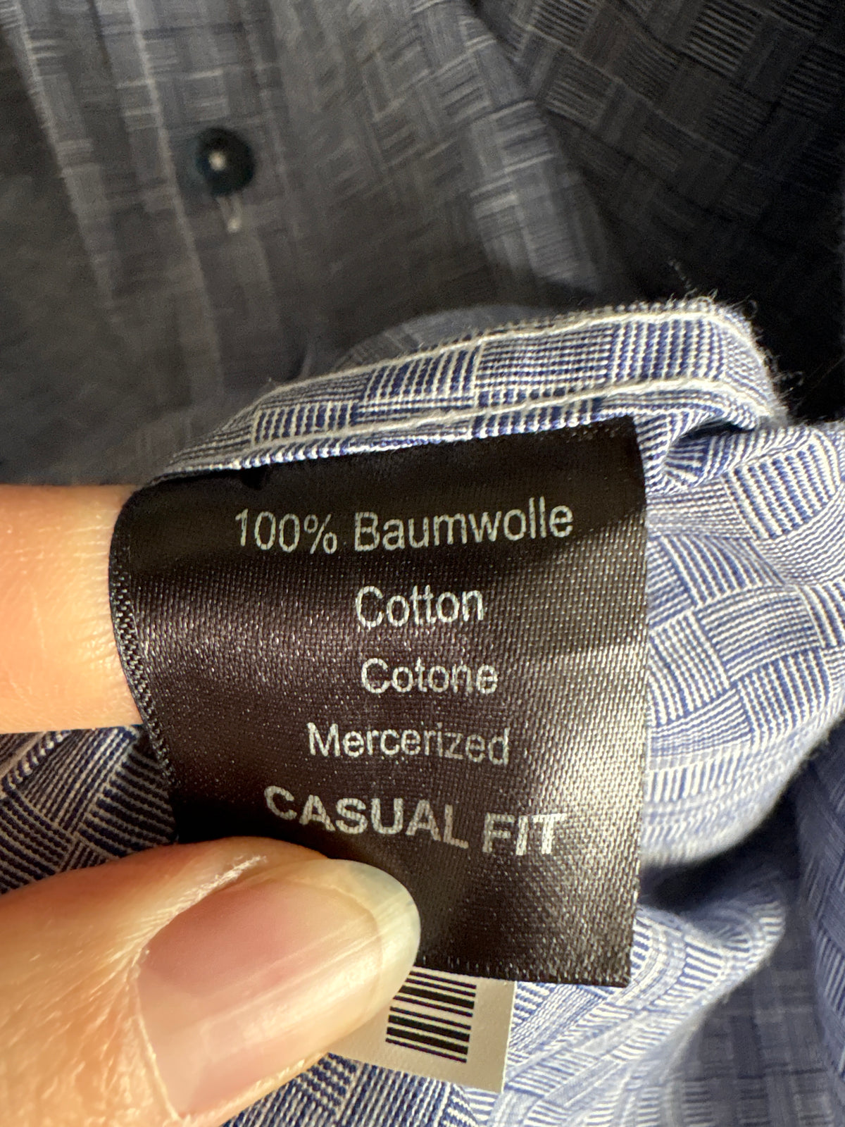 Cămașa Balmain din bumbac plin texturat în carouri stilizate jeans blue